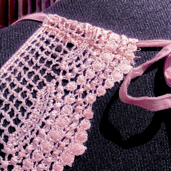 BRAND NEW Pink Cotton & Crochet Lace Open Back Ruffle Hem Halter Dress Sz Large - Picture 6 of 14